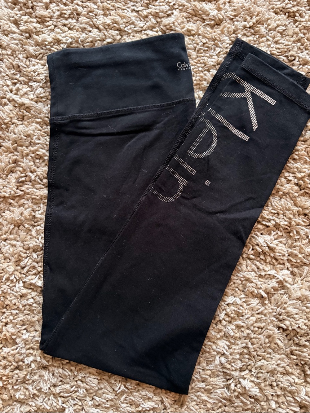 Calvin Klein Black Performance Leggings with White Logo